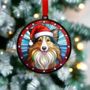 Sheltie In Santa Hat Suncatcher Decoration, thumbnail 4 of 6