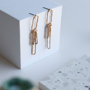 Hammered Links Drop Earrings, 5 of 8