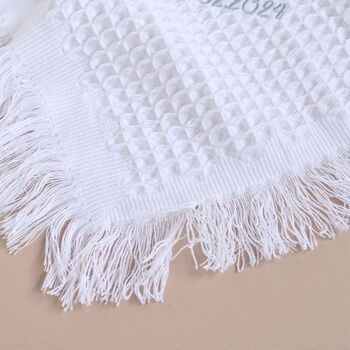 Personalised White Christening Shawl With Cross, 5 of 7