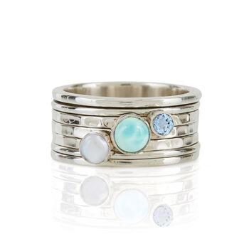 Personalised Birthstone Ibiza Silver Spinning Ring, 2 of 11