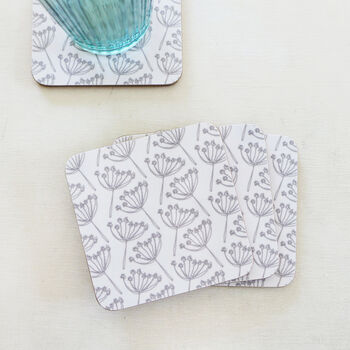 Set Of Dove Grey Cow Parsley Coasters, 3 of 3