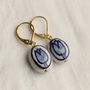 Blue Delft Tulip Earrings, thumbnail 3 of 9