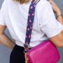 Navy Blue Flamingo Bag Strap | Extra Long Crossbody Replacement Bag Strap, thumbnail 4 of 5