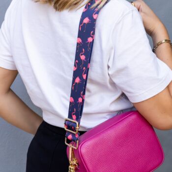 Navy Blue Flamingo Bag Strap | Extra Long Crossbody Replacement Bag Strap, 4 of 5