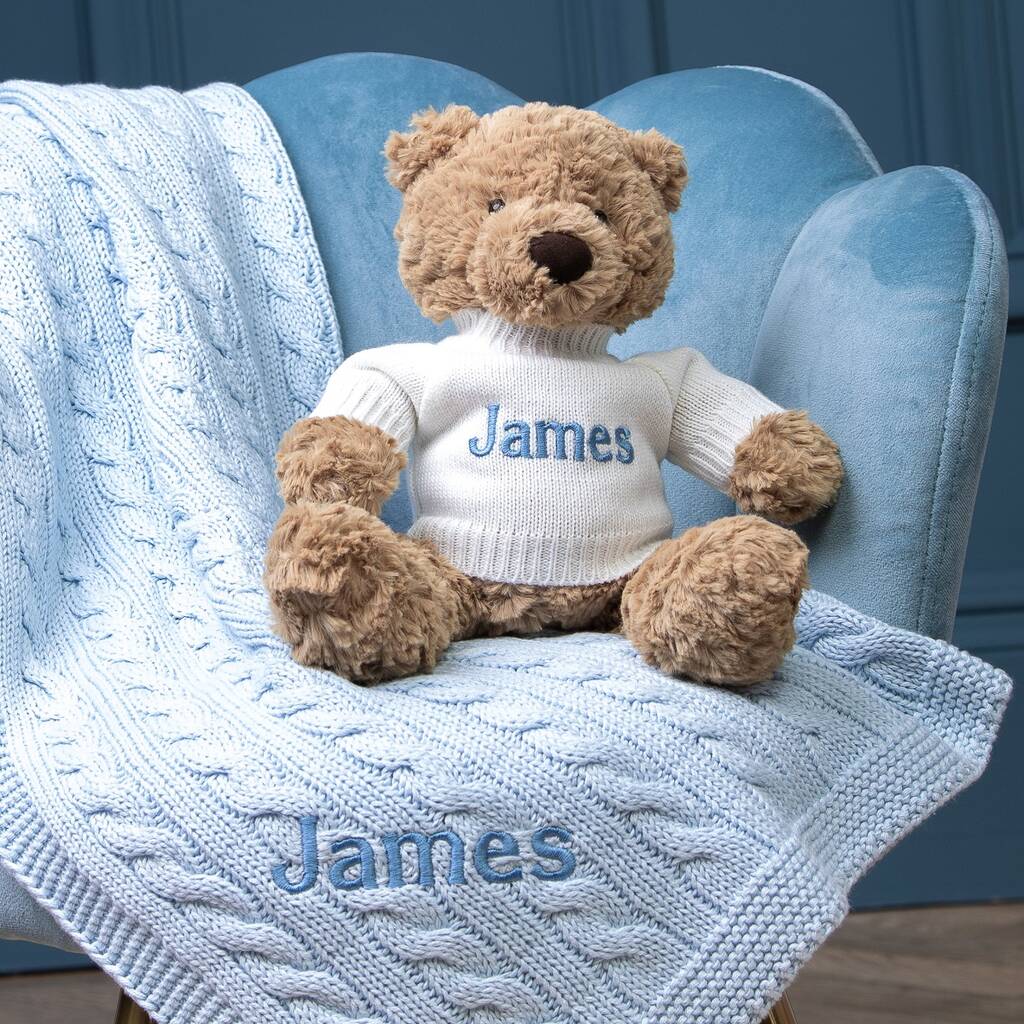 Personalised Toffee Moon Blanket And Bumbly Bear, 1 of 6