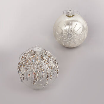 G Decor Bauble With Beads And Silver With Snowflake, 4 of 4