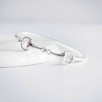 Small Sterling Silver Snaffle Bangle, 4 of 8