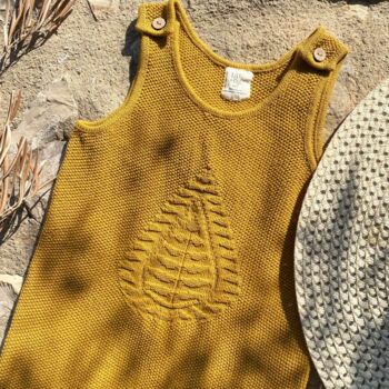 Leaf Chunky Knit Mustard Children's Dungarees, 9 of 10