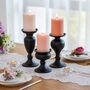 Set Of Three Metal Pillar Candle Holders Stand, thumbnail 1 of 5