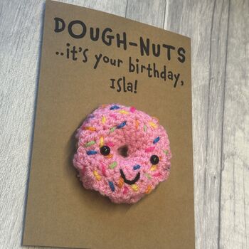 Personalised Doughnuts Donut Crochet Birthday Card Handmade, 5 of 10