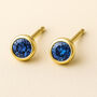 Gold Plated Sterling Silver Sapphire Stud Earrings, thumbnail 4 of 5