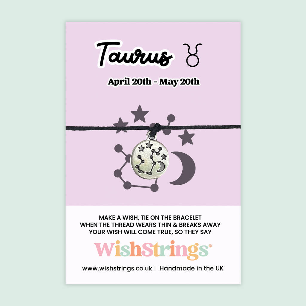 Taurus Wish Bracelet, Zodiac Star Sign Jewellery Gift, 1 of 3