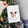 Personalised First Christmas Reindeer Decoration Card, thumbnail 6 of 7