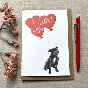 Personalised Staffy I Love You Valentine's Card, 3 of 3