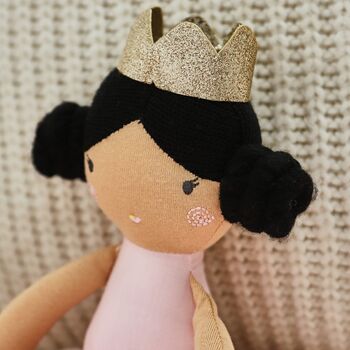 Personalised Ballerina Doll With Black Bun Hair, 2 of 6