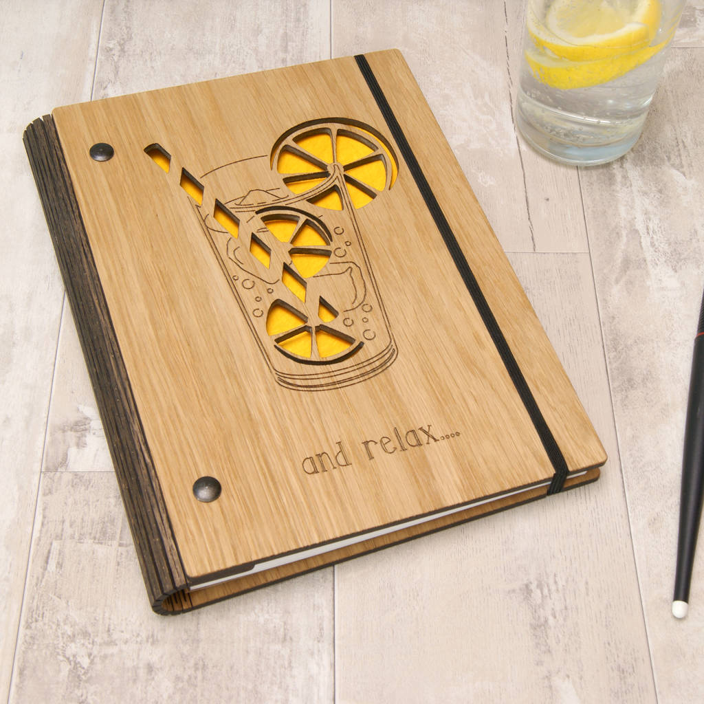 Personalised Wooden Cocktail Notebook By Urban Twist
