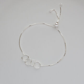 40th Birthday Linked Rings Sliding Silver Bracelet, 5 of 8