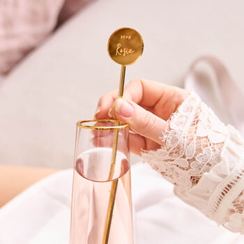 Engraved Personalised Mirror Gold Drink Stirrers, 3 of 3