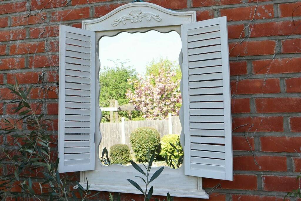 Distressed French Style Shutter Mirror, 1 of 6