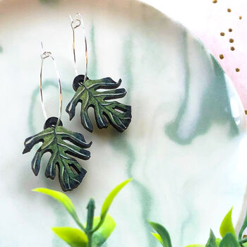 Monstera Deliciosa Leaf Plant Earrings, 7 of 12