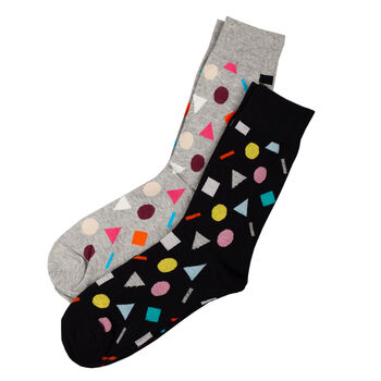 Men's Colourful Pattern Cotton Blend Socks, 2 of 4
