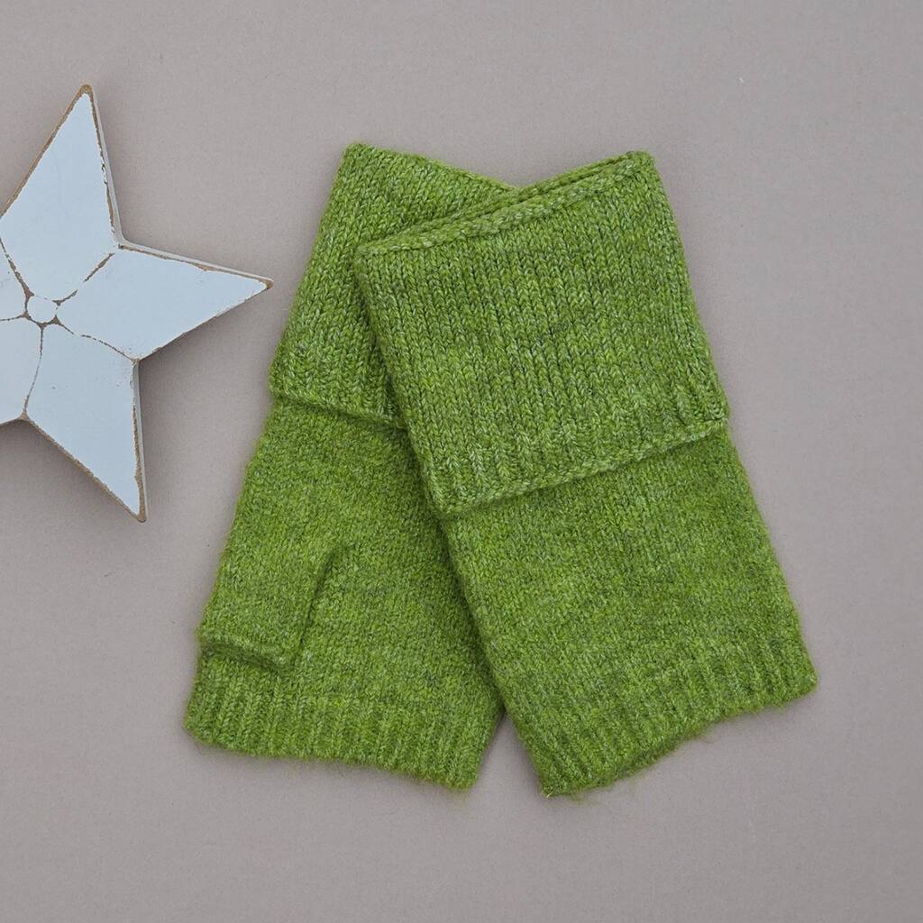 Fingerless Gloves In Moss Green