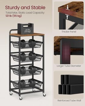 Multi Tier Storage Trolley Pull Out Basket Shelf, 6 of 7