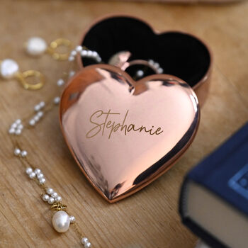 Personalised Name Rose Gold Heart Shaped Trinket Box, 3 of 4