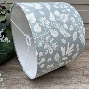 Bellever Mineral Blue Botanical Drum Lampshades, 5 of 9