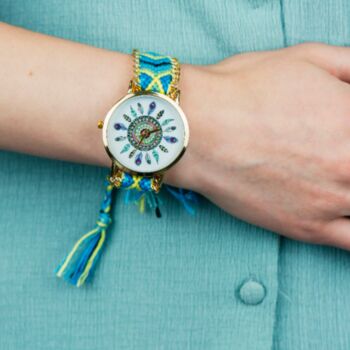 Boho Orange Mandala Bracelet Wrist Watch For Women, 3 of 8