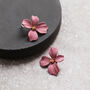 Dusky Pink Hand Painted Flower Shaped Stud Earrings, thumbnail 1 of 3