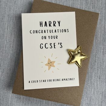 Personalised Well Done Gcse's Gold Star Postcard, 2 of 3