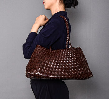 Hand Woven With Long Top Handle Tote, 2 of 11
