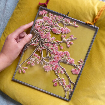 Framed Cherry Blossom Embroidered Artwork, 2 of 6