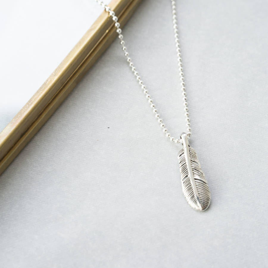 small silver feather necklace by silver service jewellery ...