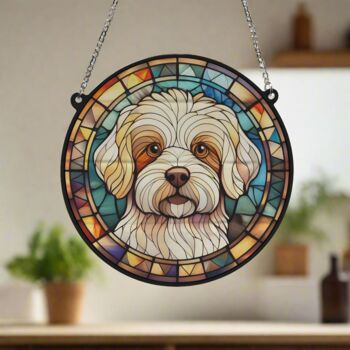 Bichon Frise Stained Glass Effect Suncatcher, 4 of 6