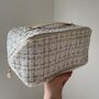 Personalised Tweed Zip Around Flat Lay Makeup Bag Toiletry Case, thumbnail 1 of 7