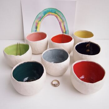 Handmade Round Glossy Ceramic Ring / Salt Dishes, 2 of 8