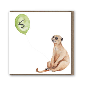 Meerkat 5th Birthday Balloon Card, 2 of 5