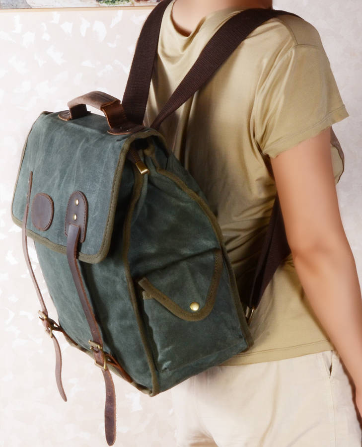 washed canvas backpack