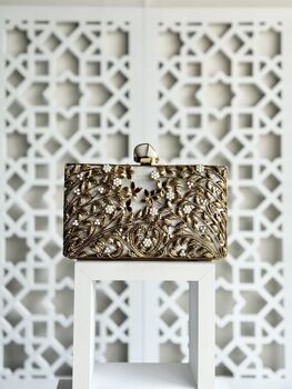 Melbourne Rectangle Brass And Mop Clutch, 9 of 10
