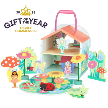 Wooden Fairy House Play Set Toddler Christmas Gift, 4 of 6