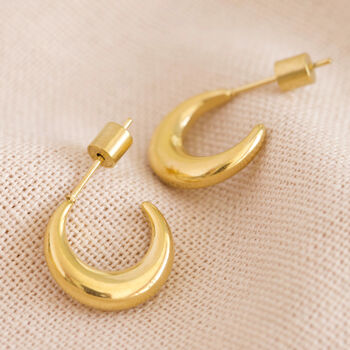 Gold Plated Stainless Steel Moon Hoop Earrings, 7 of 8