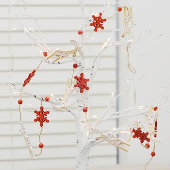 Reindeer Snow Flake Christmas Tree Wooden Garland, 3 of 4