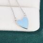 Sky Blue Enamel Heart Necklace In Sterling Silver, thumbnail 1 of 9
