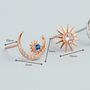 Sterling Silver Crystal Moon And Star Stud Earrings, thumbnail 4 of 6