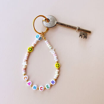 Zodiac Starsign And Smiley Beaded Keyring, 5 of 8
