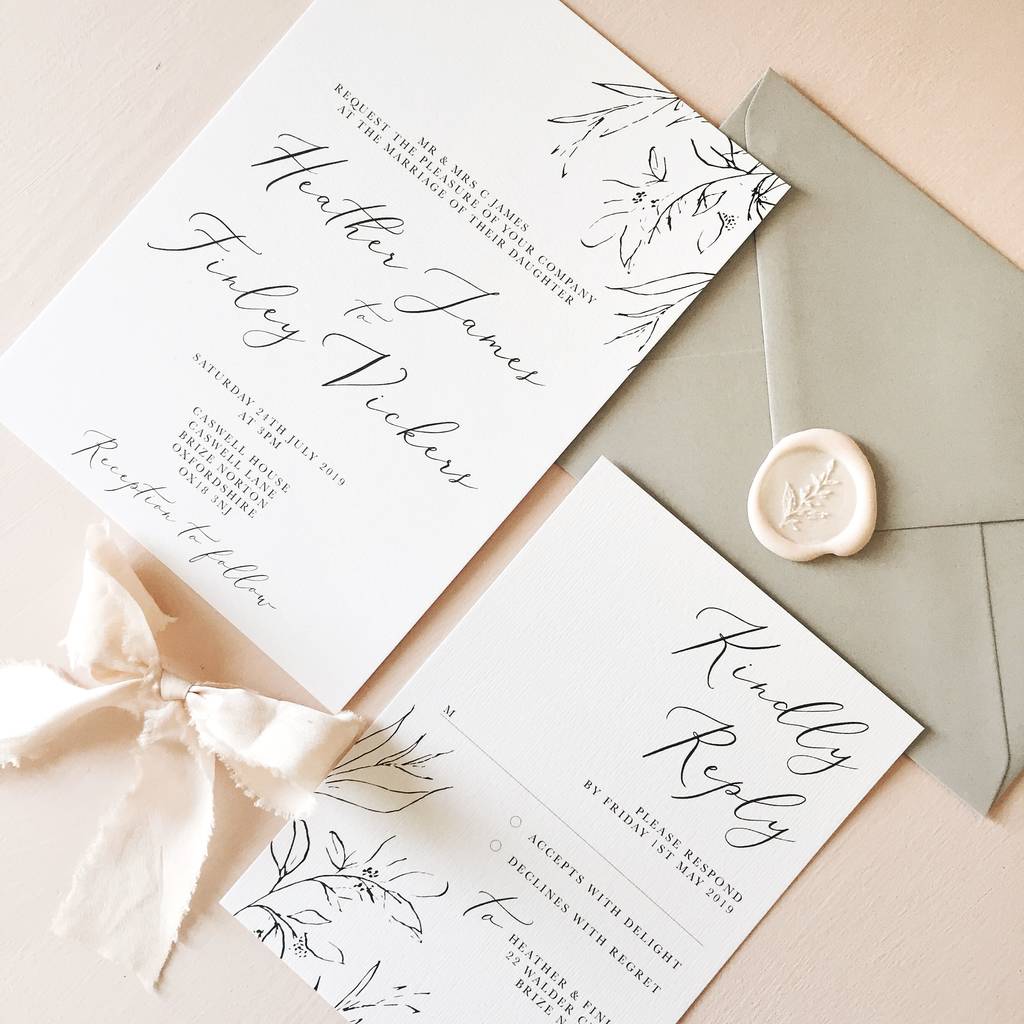 dainty romance wedding invitation and rsvp by eliza may prints ...