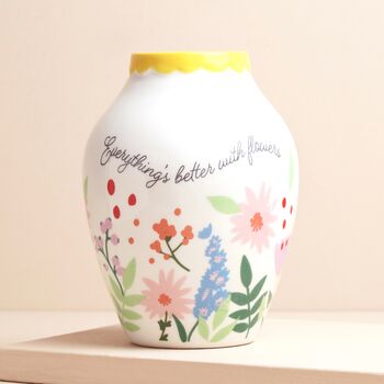 Better With Flowers Floral Ceramic Quote Vase, 3 of 3