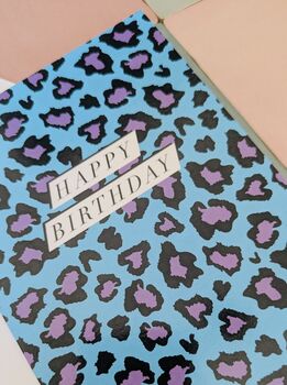 Blue And Purple Zebra Print Birthday Card – Blank Inside, 3 of 4